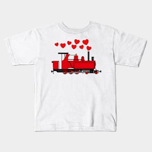 Valentines Steam Train Wedding Anniversary Railroad Enthusiast Kids T-Shirt